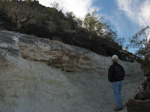 Looking back down along trail and caliche